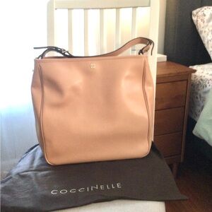 Coccinelle Powder Pink Leather Shoulder Bag